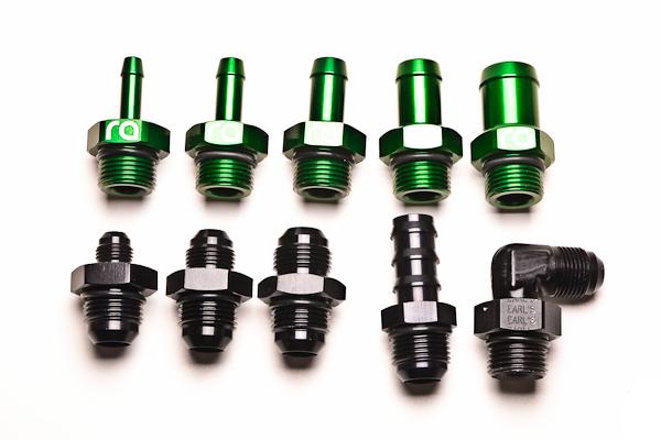 Radium Reusable black anodized aluminum Push-Lok hose ends - #14-0203