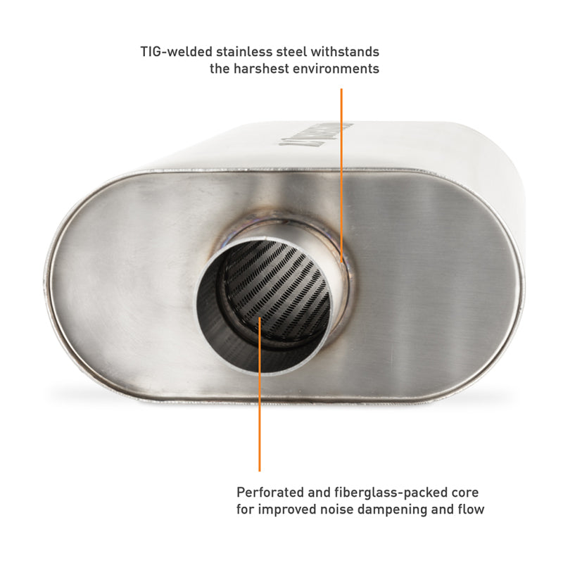 Mishimoto Universal Muffler with 2.5in Center Inlet/Outlet - Brushed - #MMEXH-MF-25CCBR