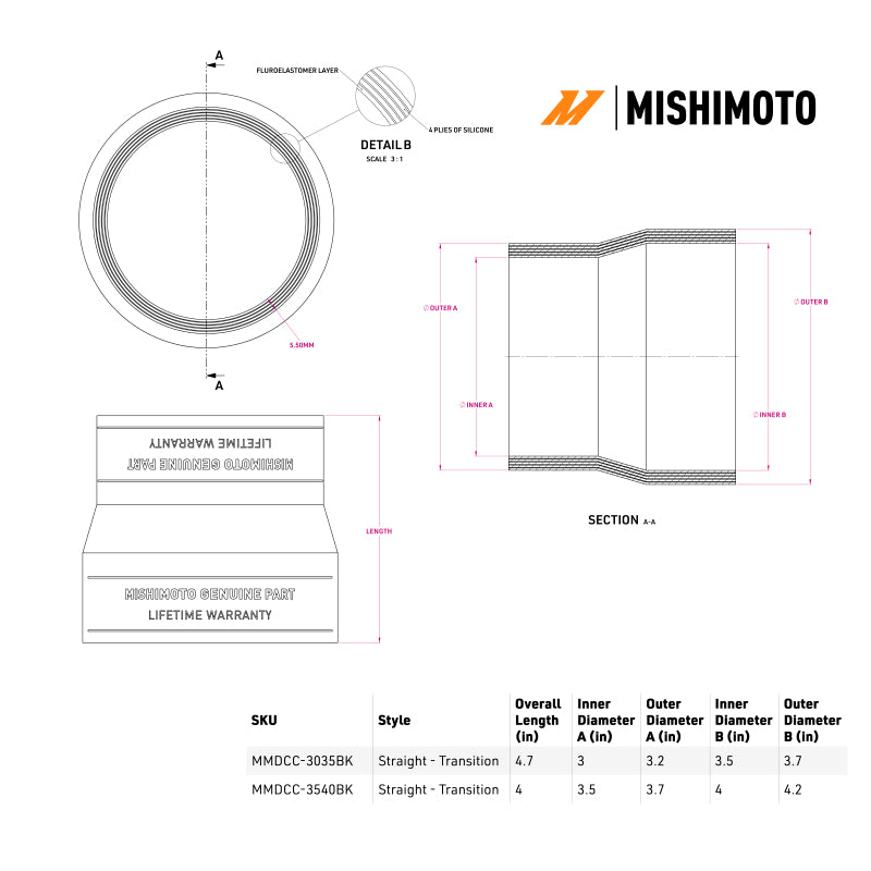 Mishimoto 3in-3.5in Transition Boot - #MMDCC-3035BK