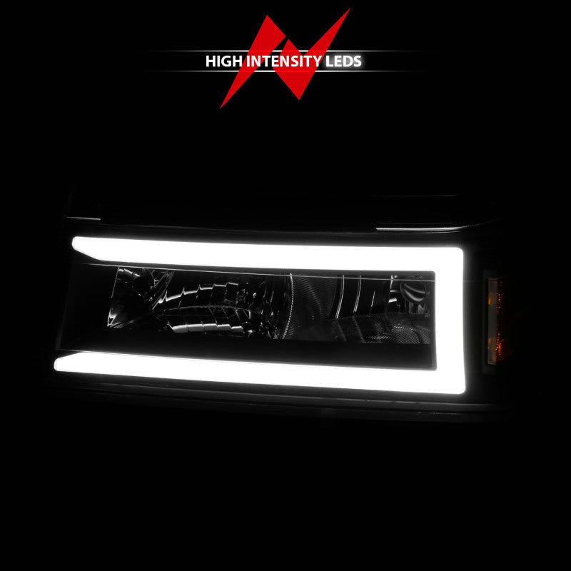 ANZO 04-12 GM Colorado/Canyon/I-Series Crystal Headlights - with Light Bar Black Housing 4pcs