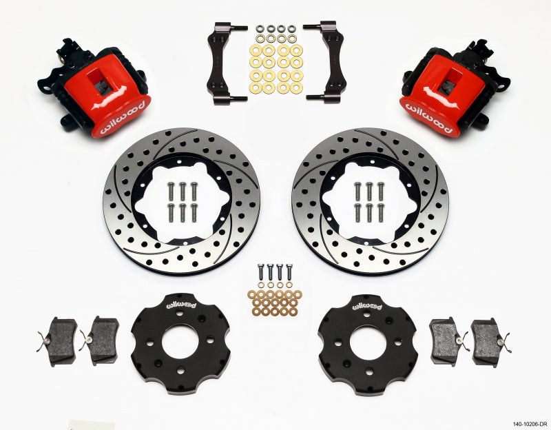 Wilwood Combination Parking Brake Rear Kit 11.00in Drilled Red Civic / Integra Disc 2.39 Hub Offset - #140-10206-DR