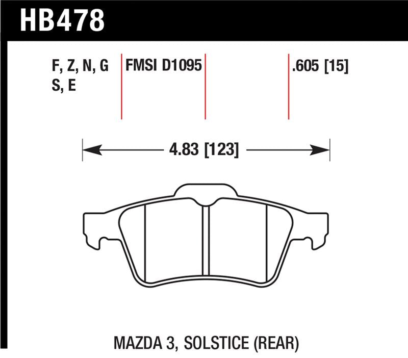 Hawk Performance HB478G.605 DTC-60 Motorsport Brake Pads