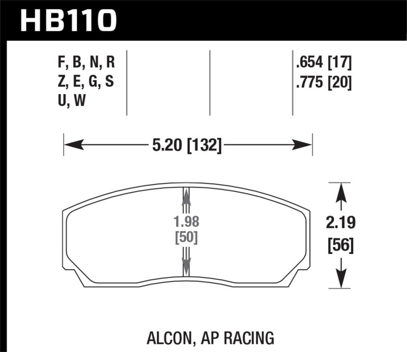 Hawk Performance HB110Q.654 DTC-80 Motorsport Brake Pads