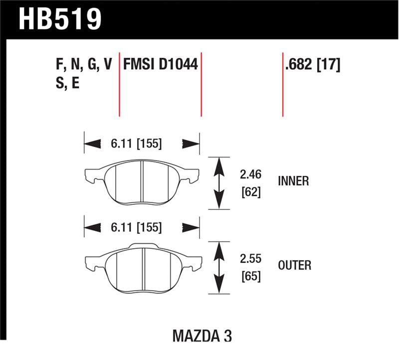 Hawk Performance HB519F.682 HPS Performance Street Brake Pads