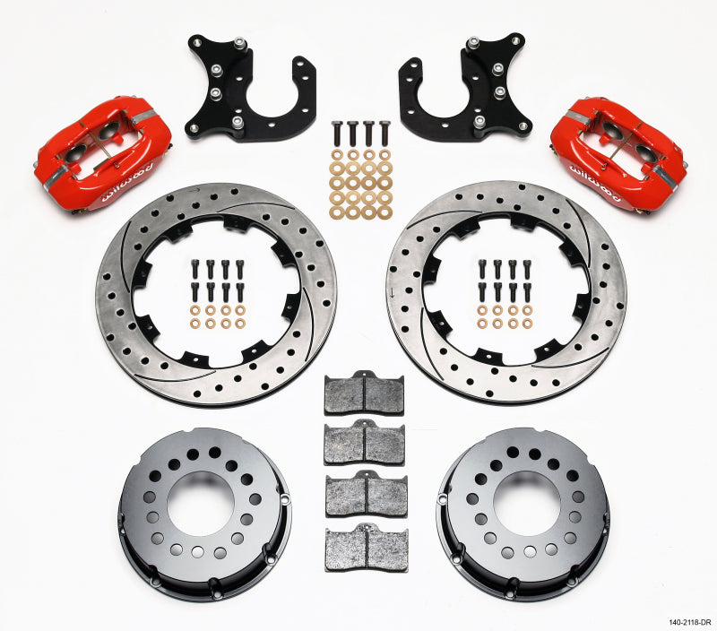 Wilwood Forged Dynalite P/S Rear Kit Drilled Red New Big Ford 2.50in Offset - #140-2118-DR
