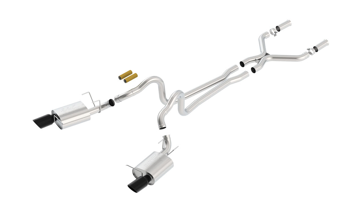 Borla 140372BC Cat-Back Exhaust System ATAK with Black Chrome Tips for 2011-2012 Ford Mustang GT (5.0L)