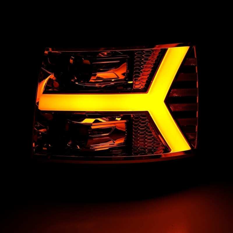 AlphaRex 880222 07-13 Chevrolet 1500 LUXX LED Projector Headlights Plank Design Chrome with Activation Light/Sequential Signal/DRL