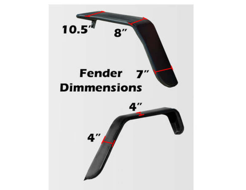 DV8 Offroad 07-18 Jeep Wrangler JK Front & Rear Flat Tube Fenders - #FENDB-02