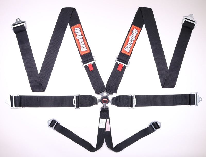 RaceQuip 743003 Black SFI Camlock 6-Point Pull-Down Lap Seat Belt
