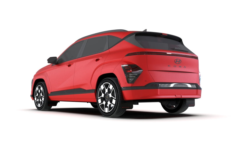 Rally Armor UR Mud Flaps - 2024-2026 Hyundai Kona Electric, 2024-2026 Hyundai Kona - Black/Grey Logo - #MF113-UR-BLK-GRY