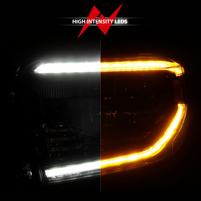 ANZO 2014-2017 Toyota Tundra LED Crystal Headlights with Switchback Black Housing with DRL