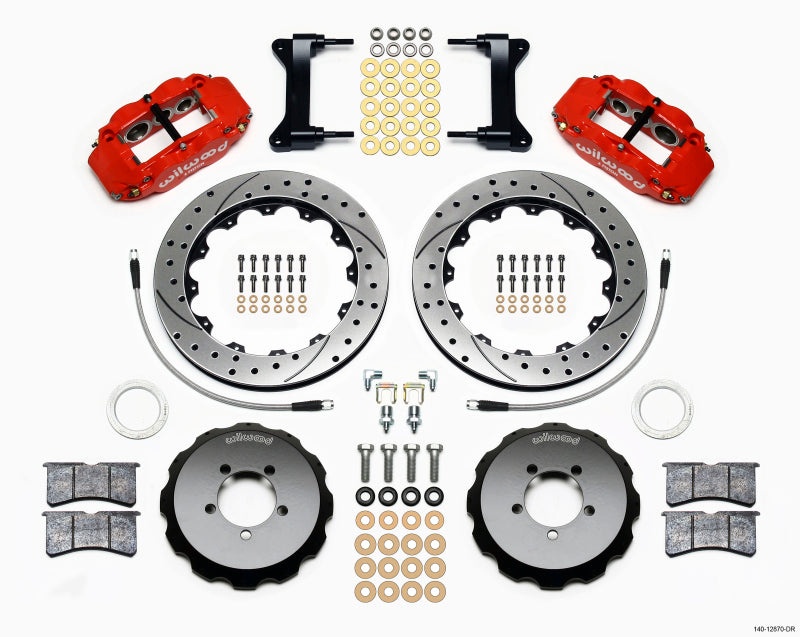 Wilwood Narrow Superlite 6R Front Hat Kit 12.88in Drill Red 2012-Up Toyota / Scion FRS w/ Lines - #140-12870-DR