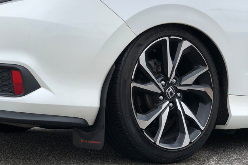 Rally Armor UR Mud Flaps - 2016-2020 Honda Civic - Black/Red Logo - #MF50-UR-BLK/RD