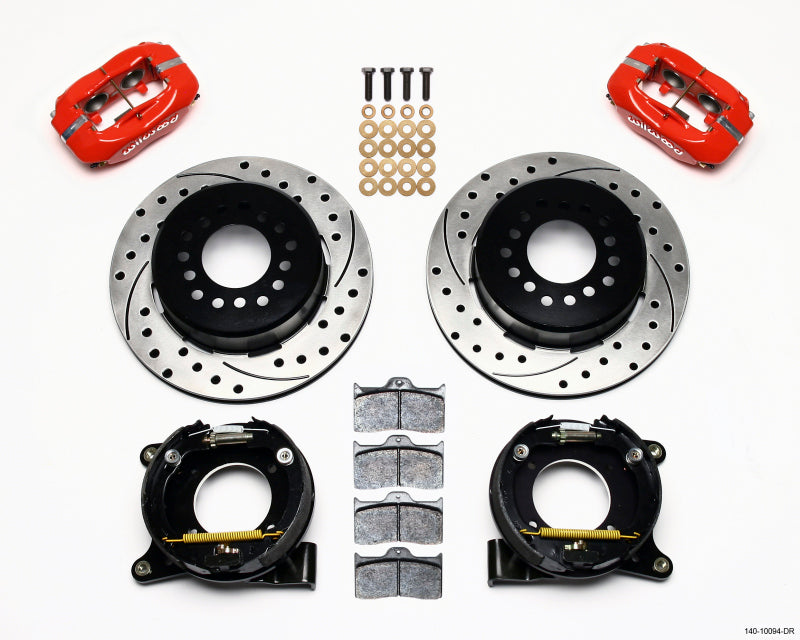 Wilwood Forged Dynalite P/S Park Brake Kit Drilled Red Chevy C-10 2.42 Offset 5-lug - #140-10094-DR