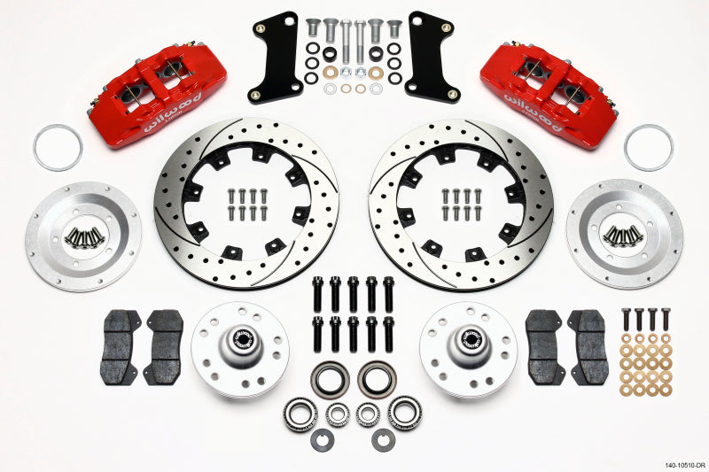 Wilwood Dynapro 6 Front Hub Kit 12.19in Drilled Red 67-69 Camaro (*Line Kit Needed*) - #140-10510-DR