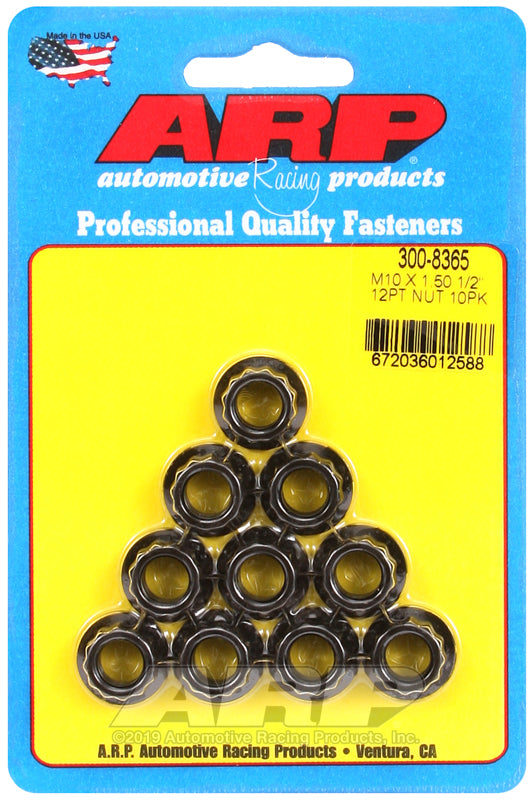 ARP 300-8365 M10 x 1.50 12pt Nut Kit (10/pkg)