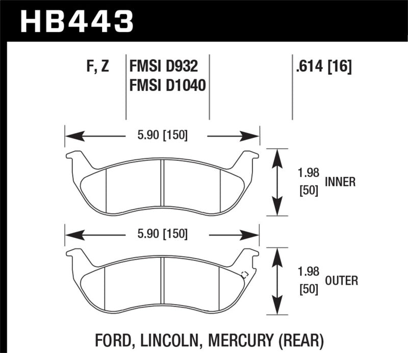 Hawk HB443F.614 Brake Pads HPS