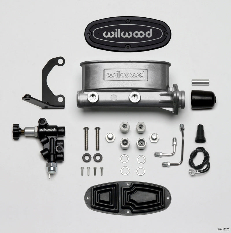 Wilwood HV Tandem M/C Kit w L/H Bracket & Prop Valve - 1 1/8in Bore - #261-13270