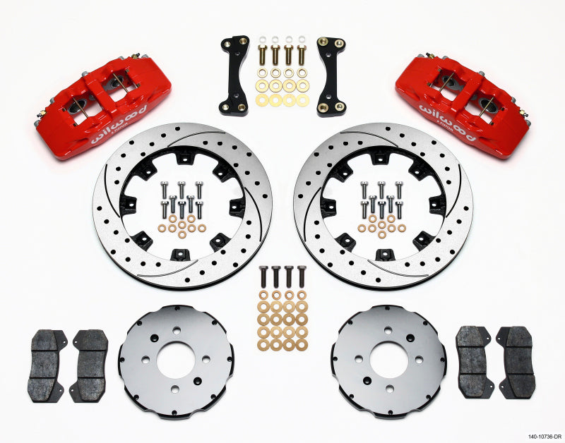Wilwood Dynapro 6 Front Hat Kit 12.19in Drilled Red 90-99 Civic w/240 mm Disc - #140-10736-DR
