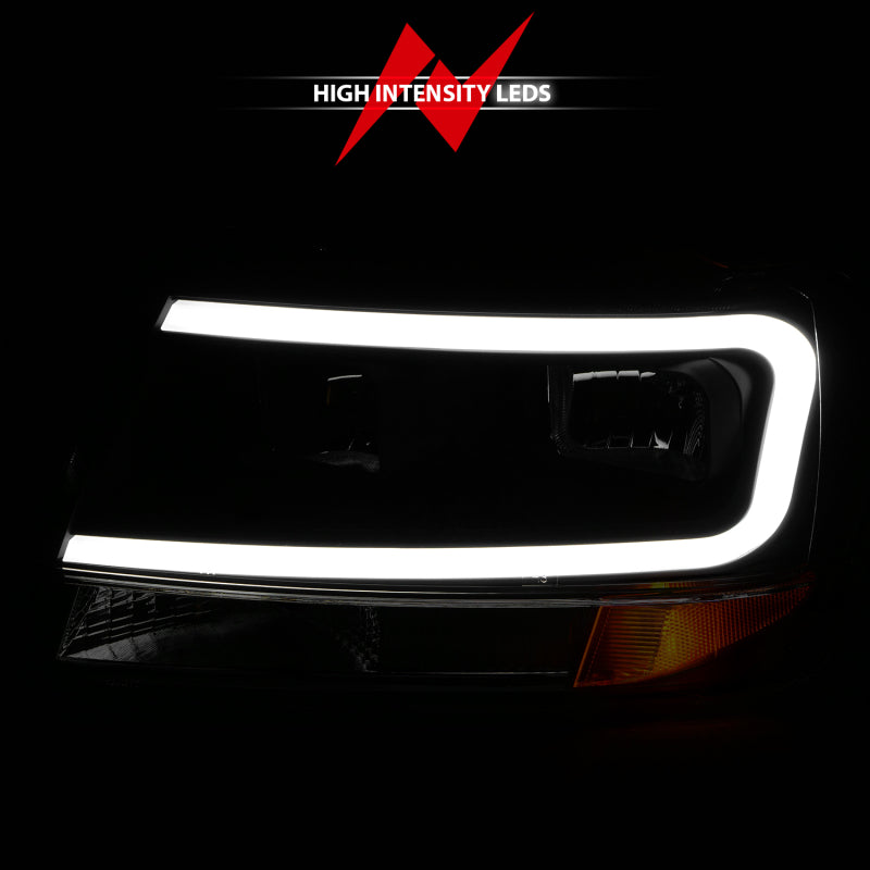 ANZO 99-04 Jeep Grand Cherokee Crystal Headlights - with Light Bar Black Housing