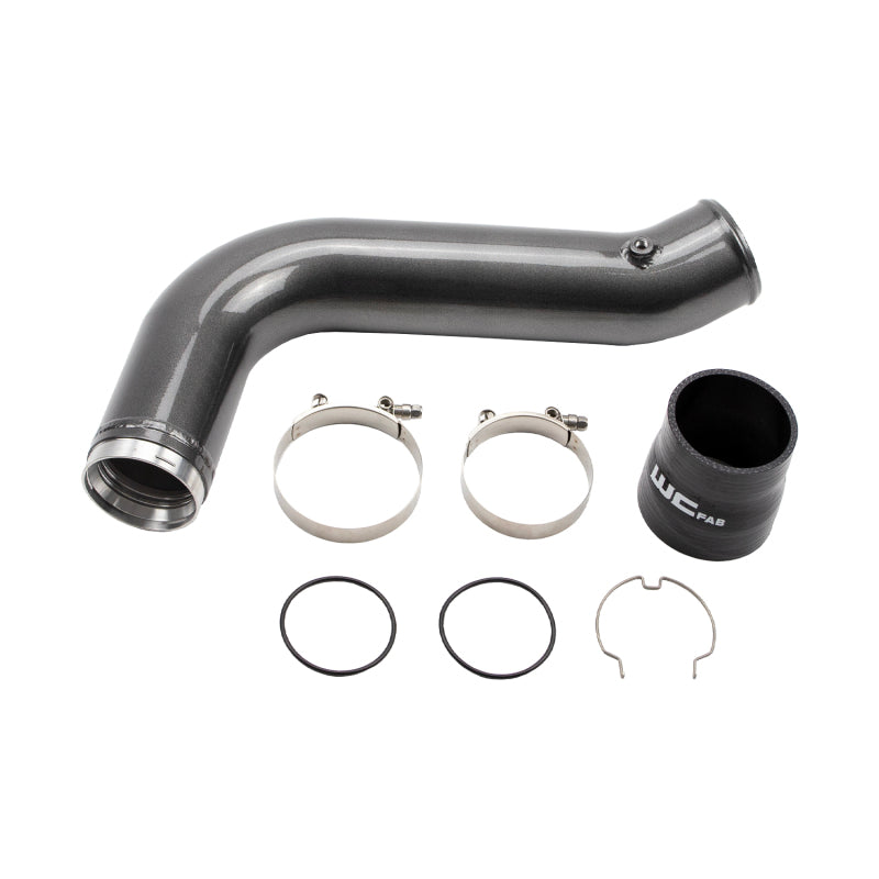 Wehrli Custom Fabrication WCF100530-GRY Passenger Side 3.5in Intercooler Pipe WCFab Grey for 2017-2019 Chevrolet Silverado / GMC Sierra 2500 HD / 3500 HD L5P Duramax