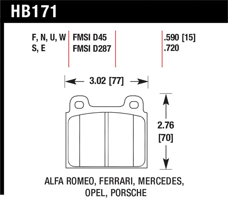 Hawk Performance HB171E.590 Blue 9012 Motorsport Brake Pads