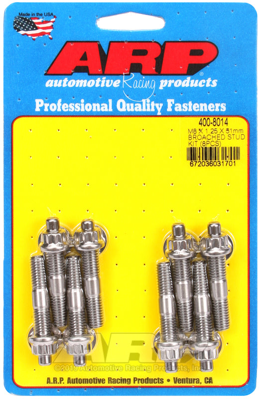 ARP 400-8014 Sport Compact M8 x 1.25 x 51mm Stainless Accessory Studs (8 pack)