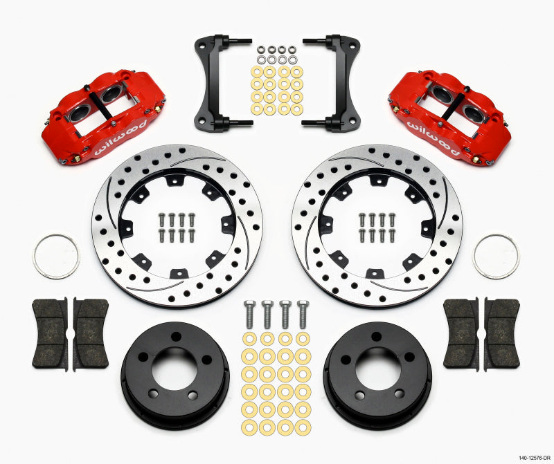 Wilwood Narrow Superlite 4R Front Kit 12.19in Drilled Red 87-89 Jeep YJ - #140-12576-DR