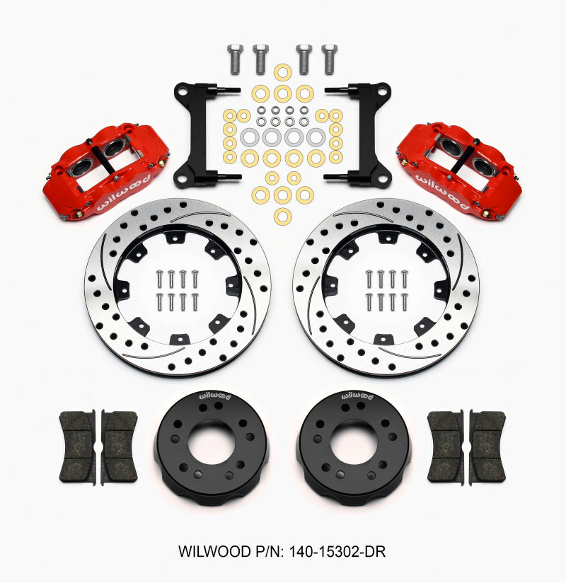 Wilwood Narrow Superlite 6R Front Kit 12.19in Drilled Red 63-87 C10 w/ Wilwood Pro Spindles - #140-15302-DR