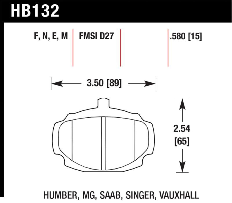 Hawk Performance HB132E.580 Blue 9012 Motorsport Brake Pads