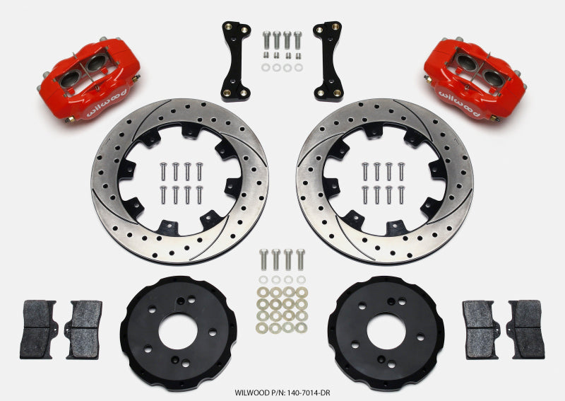 Wilwood Forged Dynalite Front Hat Kit 12.19in Drilled Red 02-06 Acura RSX-5 Lug - #140-7014-DR