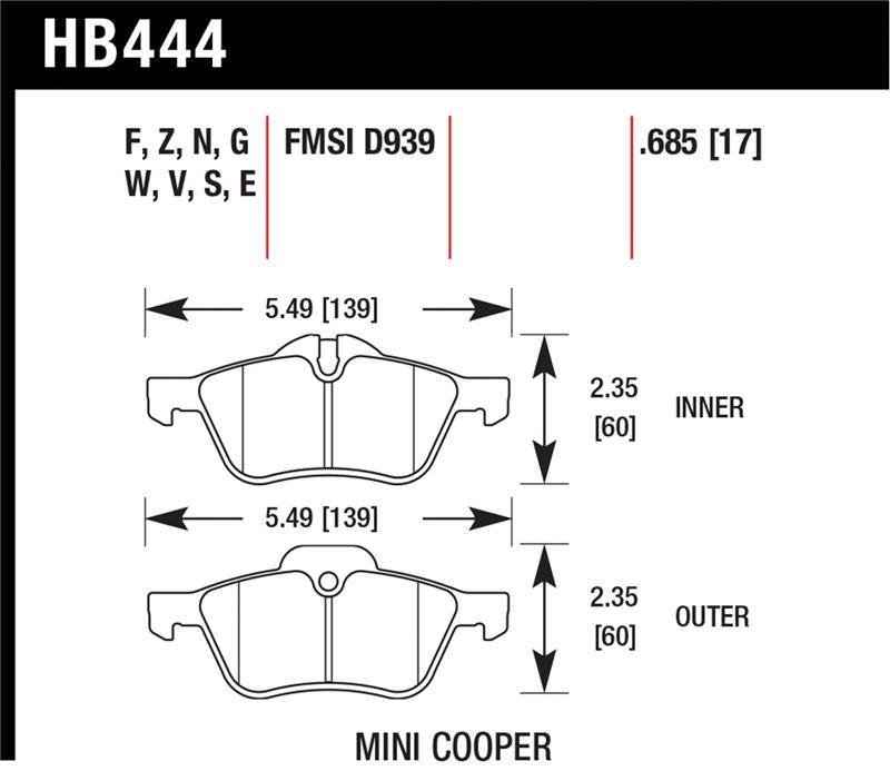 Hawk Performance HB444F.685 HPS Performance Ceramic Brake Pad