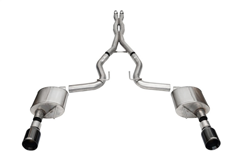 Corsa 24+ Ford MustangGT Xtreme Cat-Back Ex.Sys 3.0in Dual Rear Exit with 4.5in Blk PVD StraightCut Tip