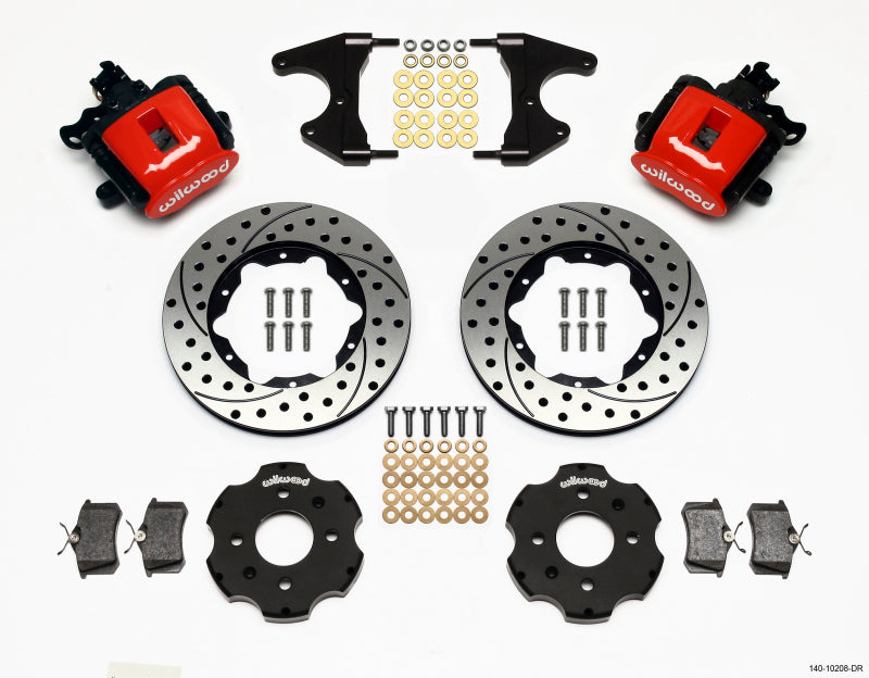 Wilwood Combination Parking Brake Rear Kit 11.00in Drilled Red Civic / Integra Drum 2.46 Hub Offset - #140-10208-DR