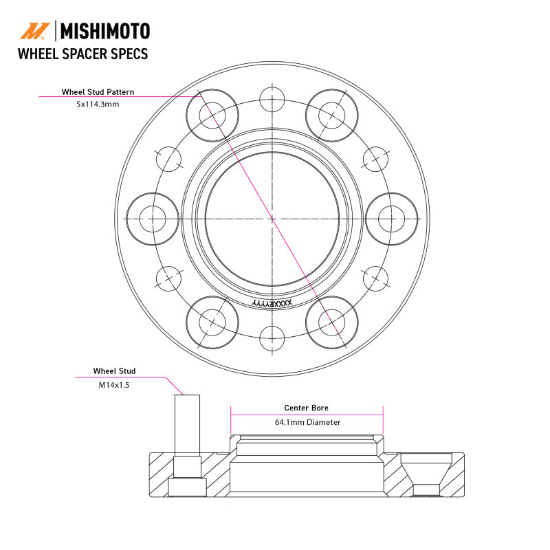 Mishimoto Wheel Spacers - 5x120 - 64.1 CB - M14 x1.5 - 50mm - BK - #MMWS-013-500BK