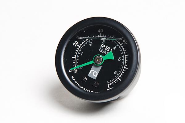 Radium 0-100Psi Fuel Pressure Gauge with 8AN ORB Adapter, 90Deg - #20-0386
