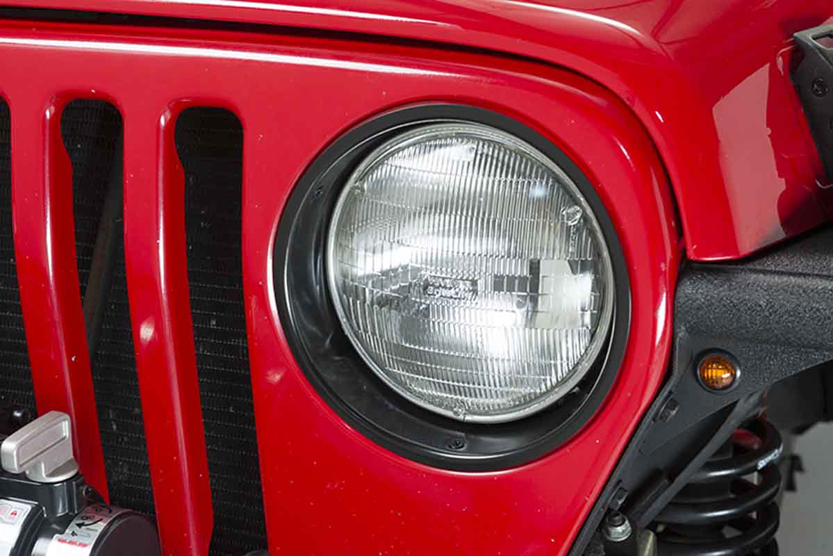 Kentrol 50543 Headlight Bezels Pair for 1997-2006 Jeep Wrangler TJ LJ - Powdercoat Black