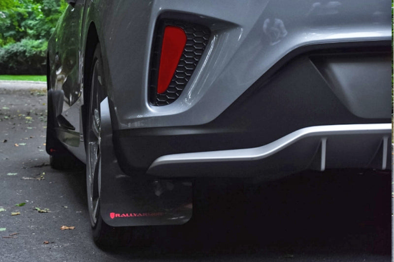 Rally Armor UR Mud Flaps - 2019-2021 Hyundai Veloster - Red/White Logo - #MF58-UR-RD/WH