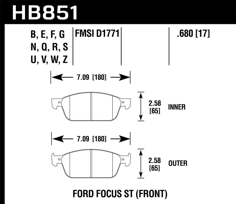 Hawk Performance HB851F.680 HPS Performance Street Brake Pads
