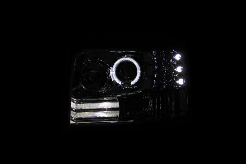 ANZO 1992-1996 Ford F-150 Projector Headlights with Halo Chrome with Side Markers and Parking Lights