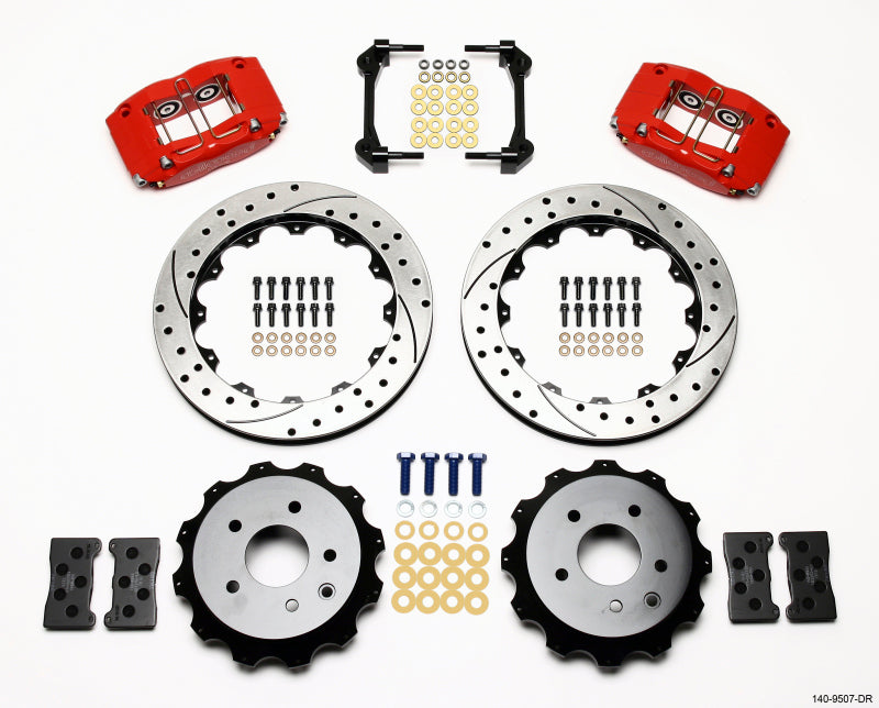 Wilwood Dynapro Radial Rear Kit 13.00in Drilled Red Nissan 350Z/Fiti G35 - #140-9507-DR