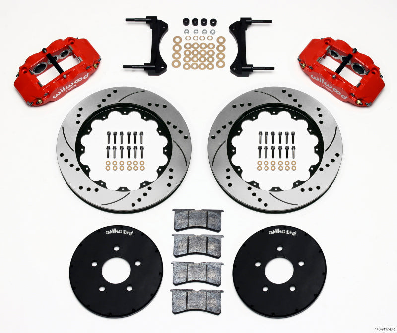 Wilwood Narrow Superlite 6R Front Hat Kit 14.00in Drill Red 1994-2004 Mustang - #140-9117-DR
