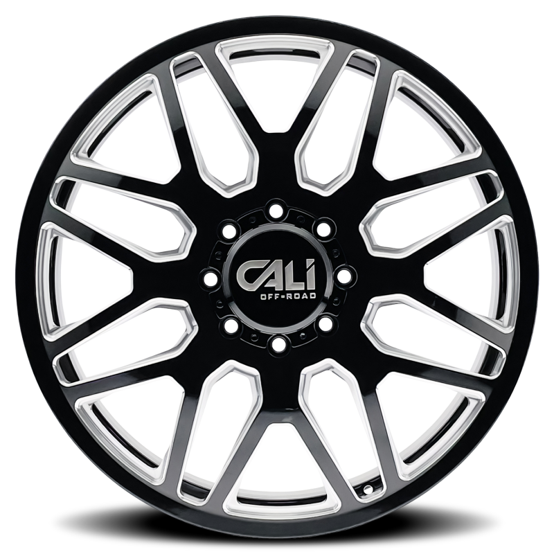 Cali Off-Road Invader Dually Rear 24x8.25 8x200 -232mm Gloss Black Milled Wheel 9115D-24877BMR232