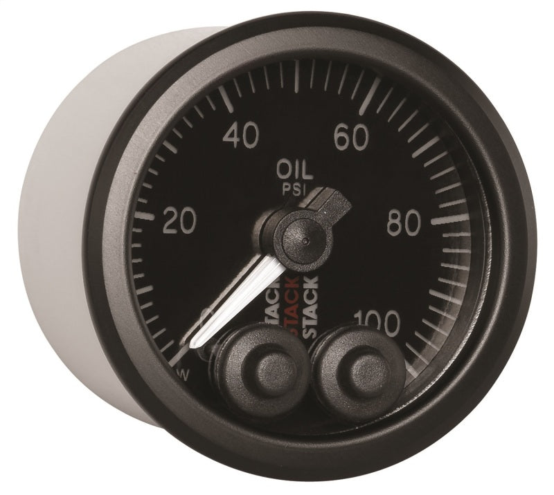 AutoMeter ST3502 Stack Pro-Control 52mm 0-100 PSI Oil Pressure Gauge Black 1/8 NPTF