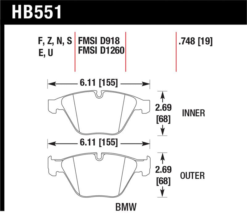 Hawk Performance HB551N.748 HP Plus Crossover Street/Motorsport Brake Pads