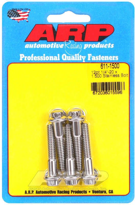 ARP 611-1500 1/4in-20 x 1.500in 12pt SS Bolts (5/pkg)