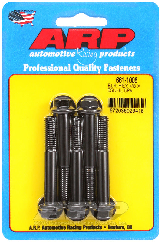 ARP 661-1008 M8 x 1.25 x 55mm Hex Black Oxide Bolts (5/pkg)