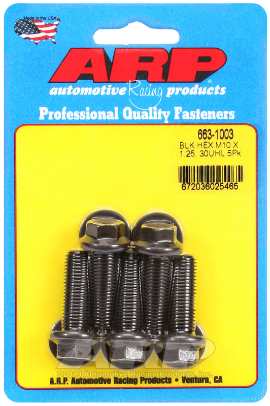 ARP 663-1003 M10 x 1.25 x 30mm Hex Black Oxide Bolts (5/pkg)
