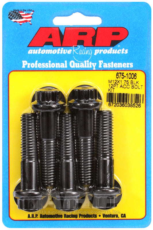 ARP 675-1006 M12 x 1.75 x 50mm 12pt Black Oxide Bolts (5/pkg)