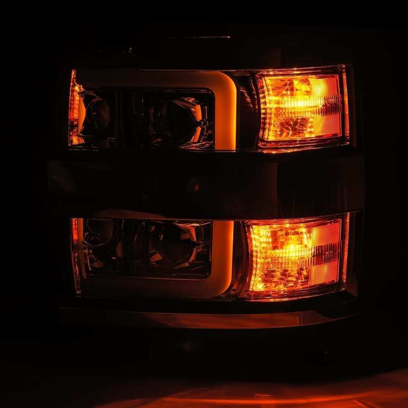 AlphaRex 880225 15-19 Chevrolet Silverado 2500 HD PRO-Series Headlight Plank Chrome w/Activation Light/Sequential Signal/DRL